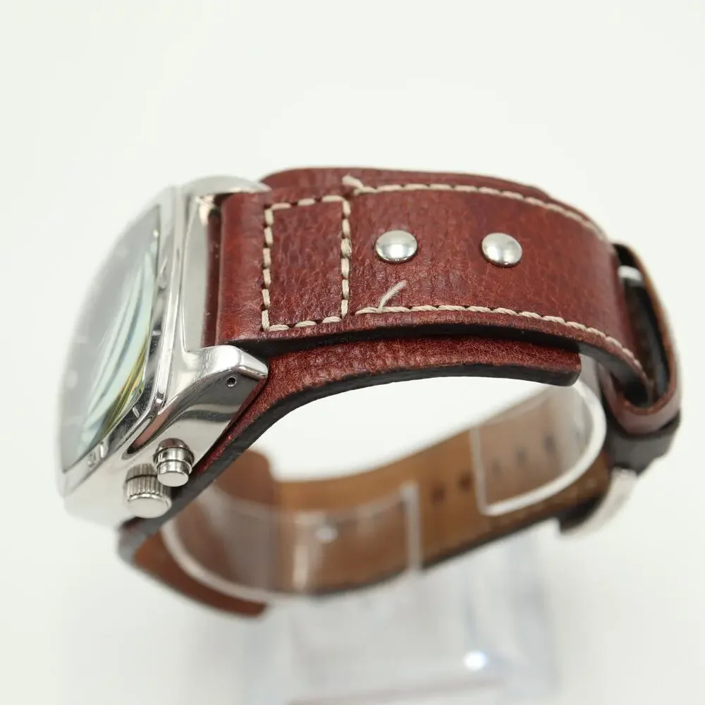 Fossil Kaleido Blue Silver Change 41mm Watch Brown Leather AM3695 w New Battery
